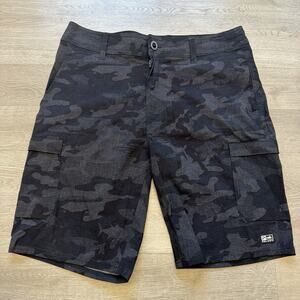 Pelagic High Performance Fishing Board Shorts Mens Size 32 Black Camo Surf